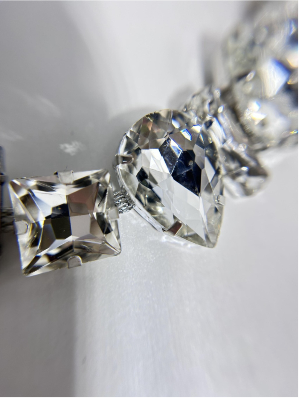 Necklace Silver Tone Crystal Bib Statement Collar Clear Fashion Lobster Clasp - Picture 2 of 9